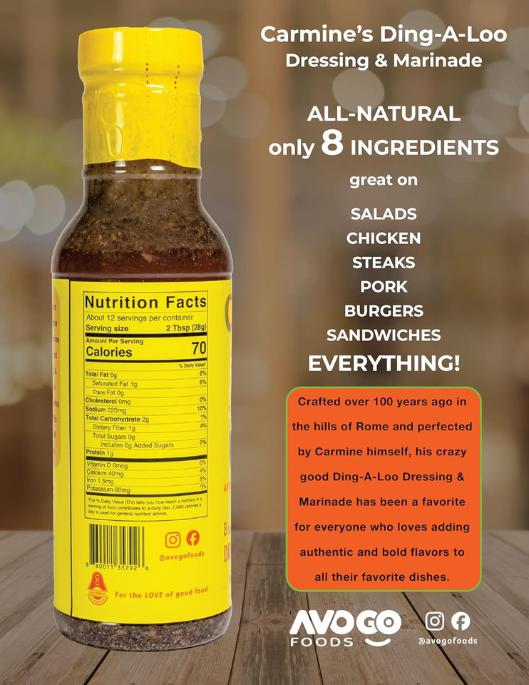Carmine's 12 fl. oz. Ding-A-Loo All Natural Avocado Oil Dressing & Marinade