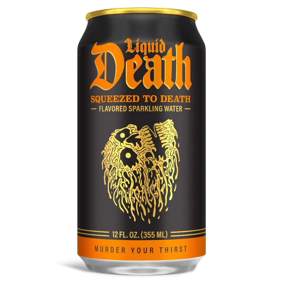 Liquid Death 12 fl oz. Squeezed to Death Orange-Flavored Sparkling Water (6 Pack)