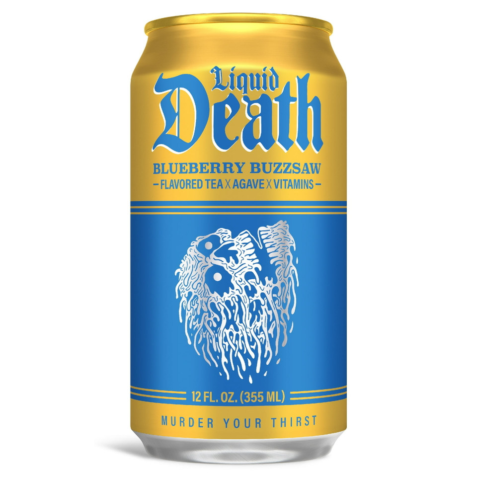 Liquid Death 12 fl oz. Blueberry Buzzsaw Flavored Iced Tea (6 Pack)