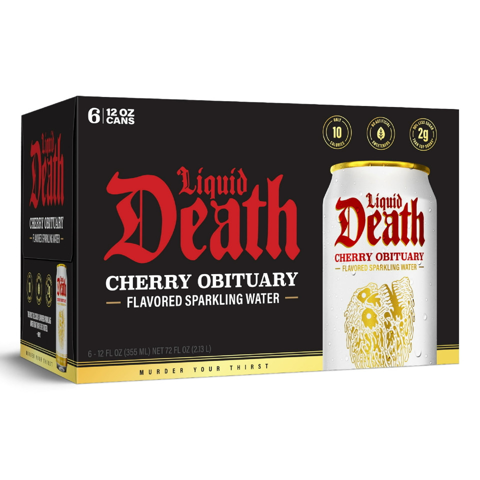 Liquid Death 12 fl oz. Cherry Obituary Flavored Sparkling Water (6 Pack)