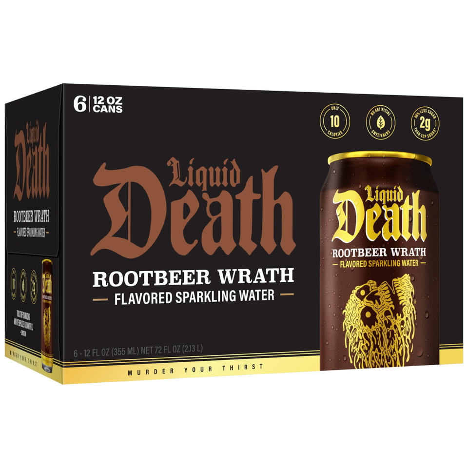 Liquid Death 12 fl oz. Root Beer Wrath Flavored Sparkling Water (6 Pack)