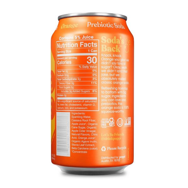 poppi® 12 fl. oz. Orange Prebiotic Soda