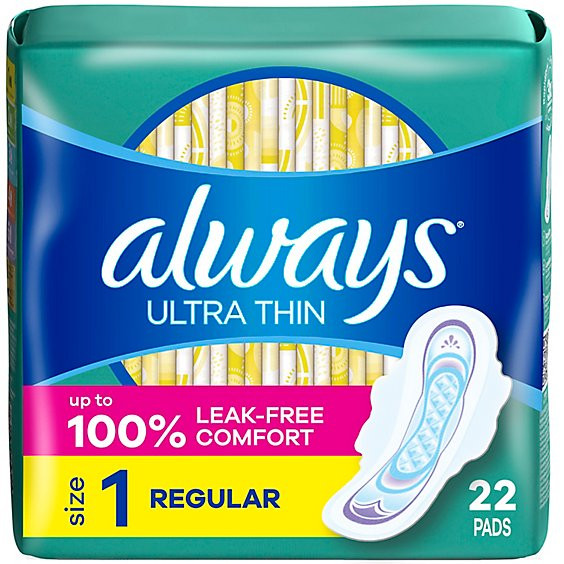Always Ultra Thin Size 1 No Scent Pads with Wings (22 Count)