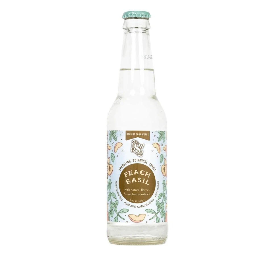 Reading Soda Works 12 fl. oz. Peach Basil Sparkling Botanical