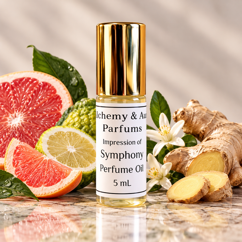 Symphony impression perfume oil in a 5 mL rollerball.