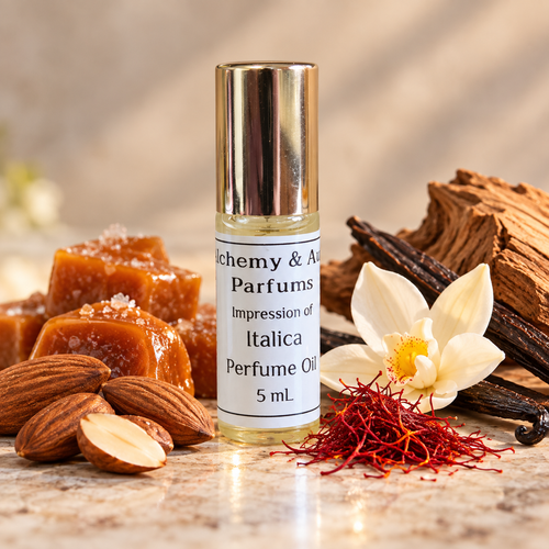 Italica impression perfume oil in a 5 mL rollerball.