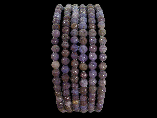 Jadeite Purple 4mm bead necklace strung on stretch elastic.