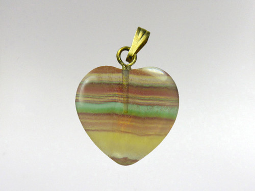 Fluorite Rainbow 15mm heart pendant.