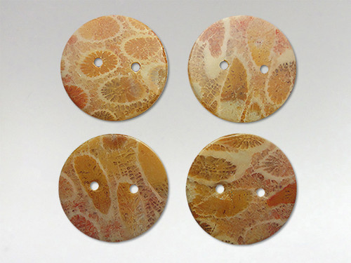 20mm Coral Fossil buttons - pack of 4.