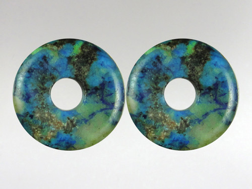 15mm Azurite Malachite Donut Pendant - Pack of two