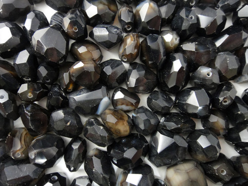 Black agate faceted beads.