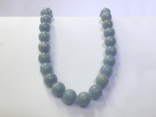 Angelite 10mm bead necklace strung on stretch elastic.