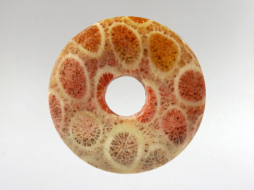 Donut Pendant 30mm - Coral Fossil 8