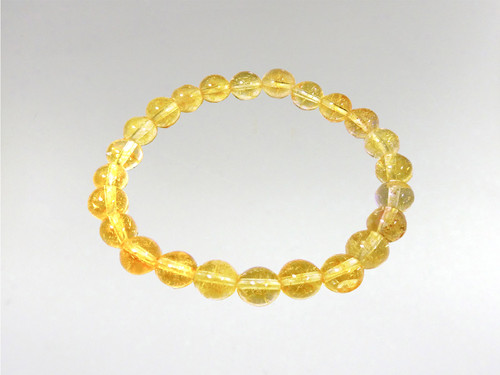 8mm Round Bead Bracelet - Citrine