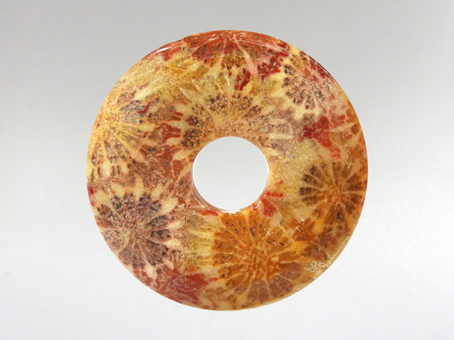 Donut Pendant 30mm - Coral Fossil 7