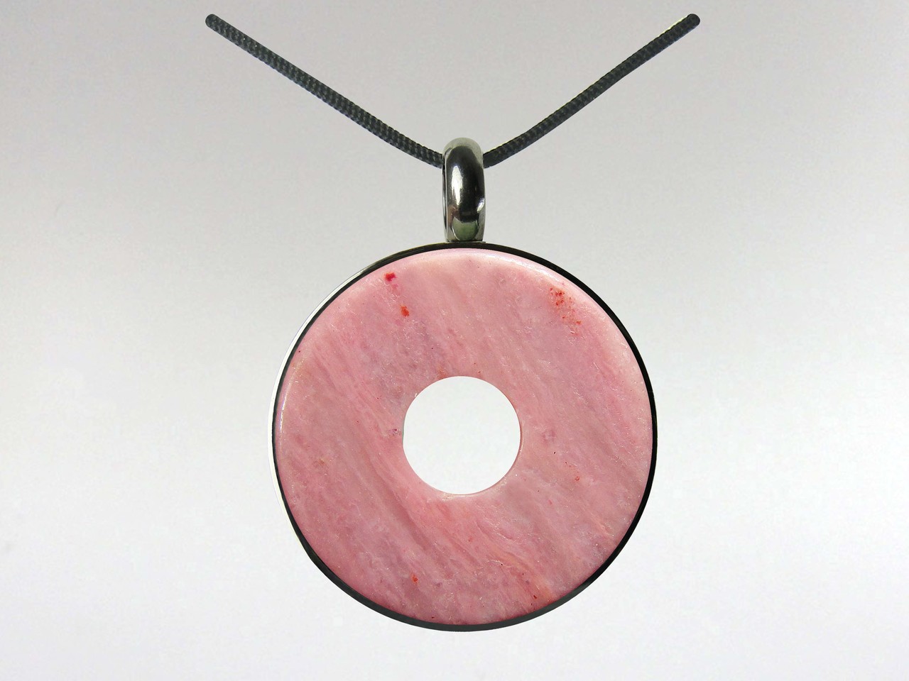 Donut Pendant - Rhodonite