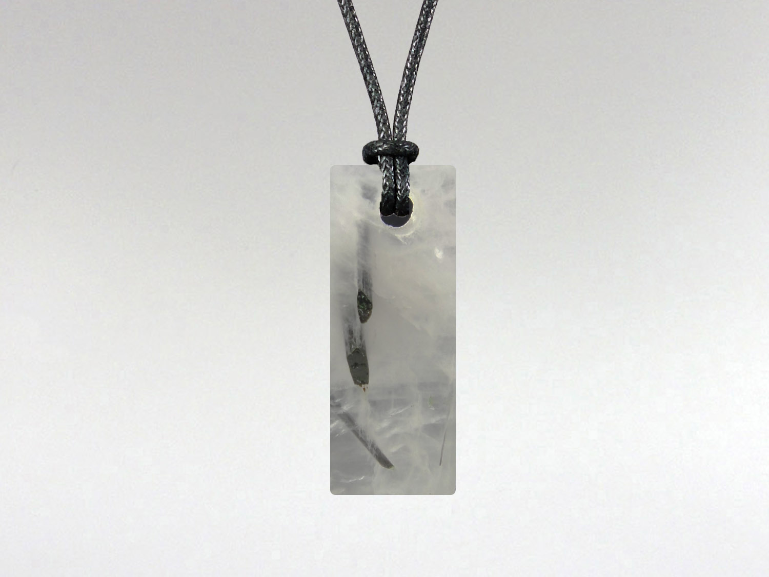 Flat Rectangle Pendant - Quartz Tourmaline