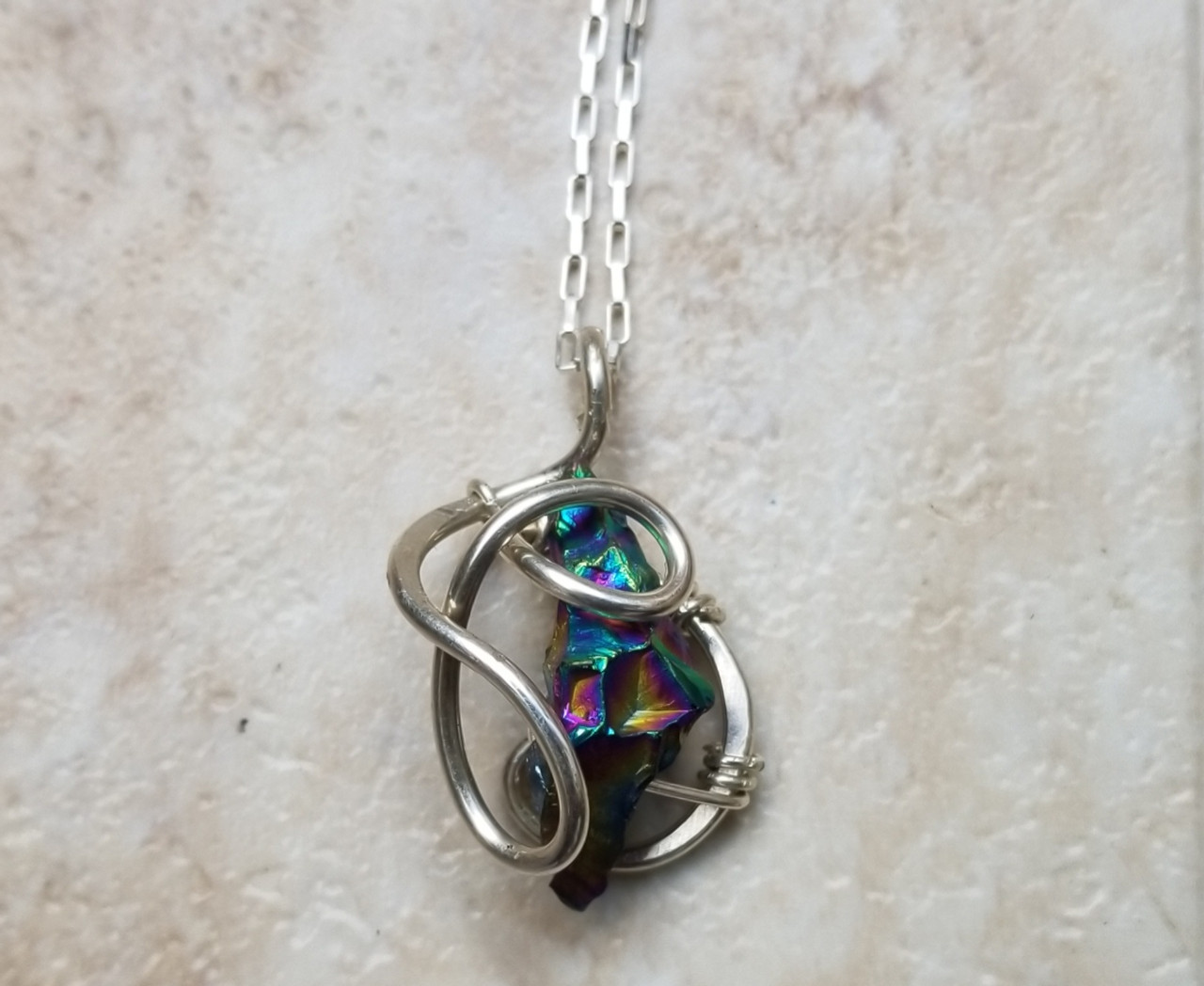 Rainbow Quartz galaxy necklace