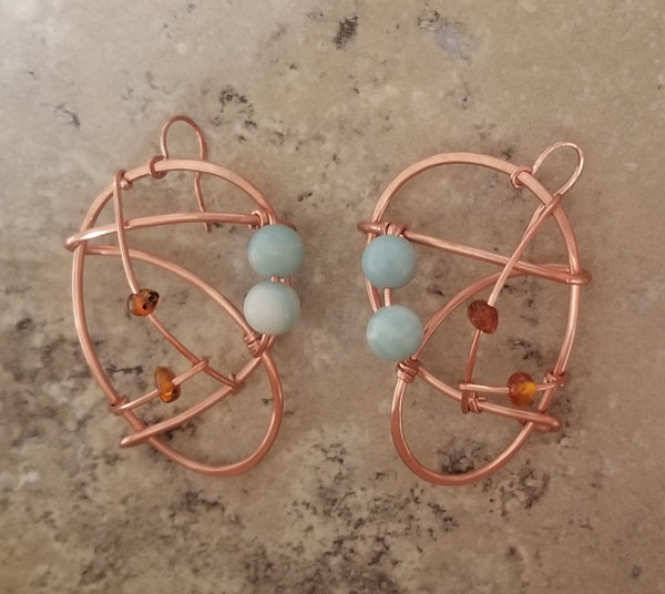 Amazonite & Amber Galaxy Earrings