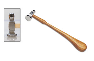 Hammer Chasing 1" Domed. The chasing hammer has a head with one smooth, slightly convex side and one ball-shaped side. The smooth side is used for chasing or indenting metal and the ball-shaped side is used for peening or smoothing out dents.