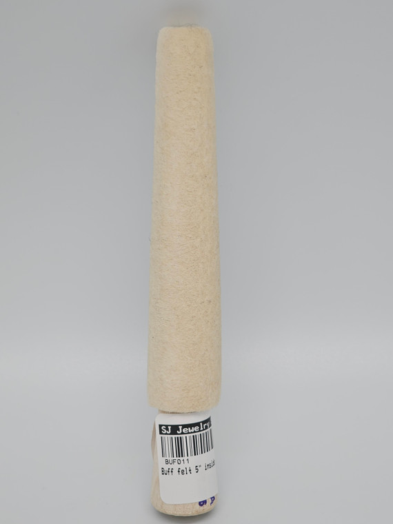 Buff Felt 5" Inside Ring.

A felt buff for inside rings is used for polishing the inside of rings to achieve a smooth finish. It is a cylindrical shaped piece of felt that is mounted on a mandrel for use with a rotary tool or flex shaft. The best use for this item is to achieve a high shine on the inside of rings, especially hard-to-reach areas.

Some unique uses for a felt buff for inside rings in jewelry making include polishing the inside of bangles or cuffs, smoothing out the interior of pendants or lockets, and refining the inside of earrings.

Some must-have jewelry making items to use alongside a felt buff for inside rings is a bench top motor, and polishing compounds.