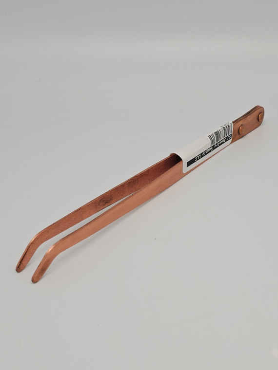 Tweezer Copper Tongs Curved. These Copper Tongs are specifically designed for use with Jewelers Pickling Solutions. The Copper won't dissolve or contaminate the solution like other metal tongs. For use with crock pot, pickle acid, granular pickling solution.