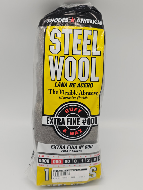 Steel Wool 000 -Box-.

Steel Wool 000 Grit is a versatile abrasive material commonly used in jewelry making and metalworking. It is made of fine strands of steel wool that have been pulled apart and bunched together to create a soft, fluffy texture.

Steel Wool 000 Grit is used in a variety of ways in jewelry making, such as smoothing out rough metal surfaces, removing tarnish or oxidation from metal, and preparing metal for soldering. It is especially effective for removing small scratches and imperfections on metal surfaces, creating a smooth and polished finish.

It is recommended to use a Dust Mask and Respirator when working with this material. 

After using steel wool, a polishing compound can be used to bring out the shine in metal surfaces. Consider using a jeweler's rouge or tripoli compound to use with a buffing wheel or other polishing tool.