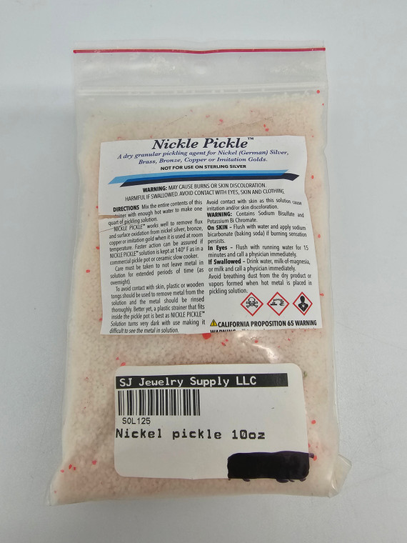 Nickle Pickle 10 oz. To be used on nickel, brass, bronze and copper to remove surface oxidation and flux after soldering.