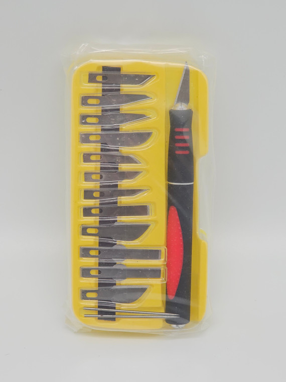 Exacto Knife Set Rubber Grip. Assortment of sharp blades for all your cutting needs.