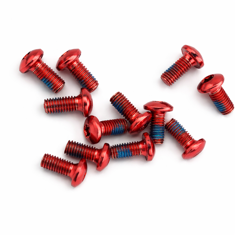 Disc Brake Rotor Bolts 12PCS T25 RED Finish M5x10mm