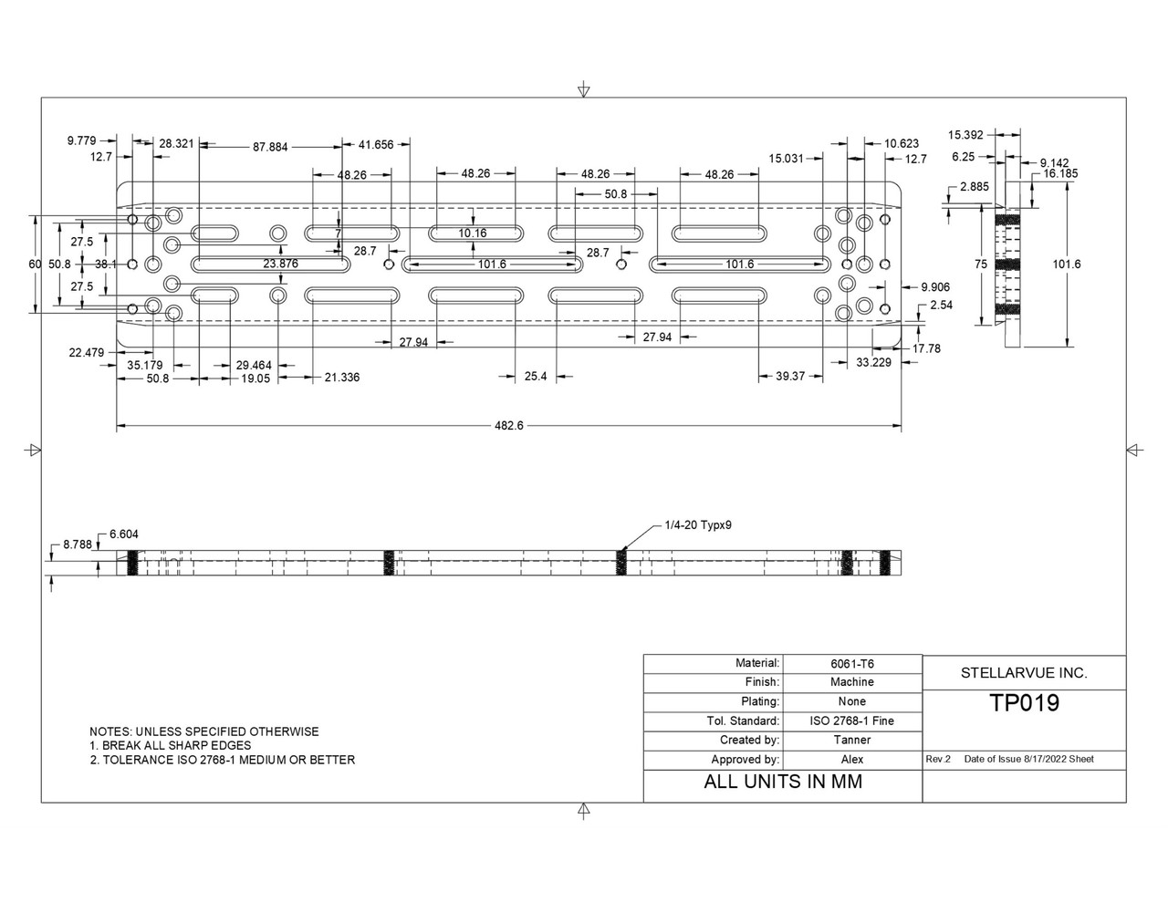 D rail - 19" (TP019)