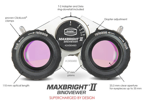 Baader MaxBright II Binoviewer with T-2 and Zeiss Micro-Bayonet Adapters & Case - Viewer Only