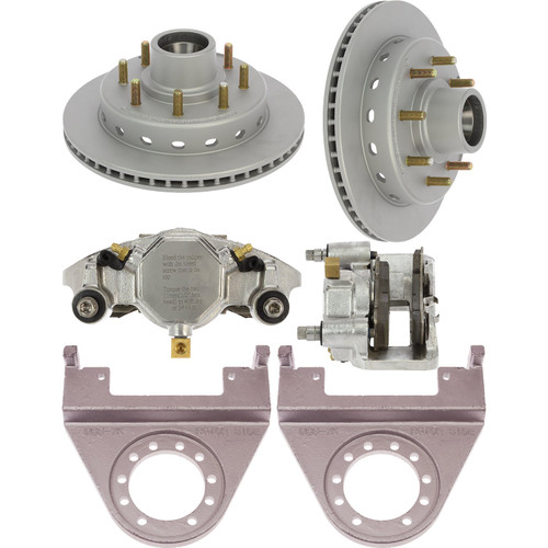 ONE (AXLE) SET OF INTEGRAL 7,000LB MAXX COATING DISC BRAKES.  INCLUDES MAXX INTEGRAL ROTOR/HUB 1/2" STUDS, STAINLESS STEEL CALIPER W/SS PADS AND MAXX BRACKET