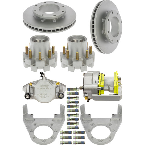 "ONE (AXLE) SET OF INTEGRAL 12,000LB MAXX COATING DISC BRAKES FOR DEXTER/LIPPERT SPINDLE WITH 5.25"" INNER BEARING SHOULDER TO BRAKE FLANGE.
INCLUDES MAXX INTEGRAL 13"" ROTOR, MAXX CALIPER w SM Pads, MAXX BRACKET & HUB MOUNTING BOLTS * FITS 16"" DUAL WHEEL APPLICATION W/ 5/8"" WHEEL STUDS  - USES 3984 INNER/28682 OUTER BEARINGS."
