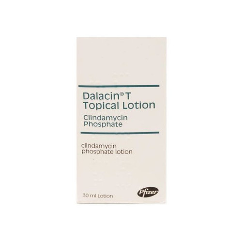 Dalacin T Topical is indicated for the treatment of acne vulgaris.

4.2 Posology and method of administration
Apply a thin film of Dalacin T Topical Lotion twice daily to the affected area.

Shake well before use.

4.3 Contraindications
Topical clindamycin is contraindicated in individuals with a history of hypersensitivity to clindamycin, lincomycin or to any of the excipients listed in section 6.1.

Clindamycin topical is contraindicated in individuals with a history of inflammatory bowel disease or a history of antibiotic-associated colitis.

4.4 Special warnings and precautions for use
Oral and parenteral clindamycin, as well as most other antibiotics, have been associated with severe diarrhoea and pseudomembranous colitis (see section 4.8). Use of the topical formulation of clindamycin results in absorption of the antibiotic from the skin surface. Diarrhoea and colitis have been reported infrequently with topical clindamycin. Therefore, the physician should, nonetheless, be alert to the development of antibiotic-associated diarrhoea or colitis. If significant or prolonged diarrhoea occurs, the drug should be discontinued and appropriate diagnostic procedures and treatment provided as necessary.

Diarrhoea, colitis, and pseudomembranous colitis have been observed to begin up to several weeks following cessation of oral and parenteral therapy with clindamycin.

Studies indicate a toxin(s) produced by Clostridium difficile is the major cause of antibiotic-associated colitis. Colitis is usually characterized by persistent, severe diarrhoea and abdominal cramps.

Endoscopic examination may reveal pseudomembranous colitis. Stool culture for C. difficile and/or assay for C. difficile toxin may be helpful to diagnosis.

Vancomycin is effective in the treatment of antibiotic-associated colitis produced by C. difficile. The usual dose is 125 - 500 mg orally every 6 hours for 7 - 10 days. Additional supportive medical care may be necessary.

Mild cases of colitis may respond to discontinuance of clindamycin alone. Colestyramine and colestipol resins have been shown to bind C. difficile toxin in vitro, and cholestyramine has been effective in the treatment of some mild cases of antibiotic-associated colitis. Colestyramine resins have been shown to bind vancomycin; therefore, when both colestyramine and vancomycin are used concurrently, their administration should be separated by at least two hours.

The lotion has an unpleasant taste and caution should be exercised when applying medication around the mouth.

Topical clindamycin should be prescribed with caution to atopic individuals.