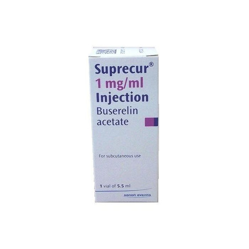 The name of your medicine is Suprecur 1mg/ml Injection (called Suprecur Injection throughout this leaflet). It contains a medicine called buserelin. This belongs to a group of medicines called gonadotropin releasing hormone analogues. This is a synthetic version of a hormone that occurs naturally in the body. It works by lowering the production of sex hormones.
It can be used to treat infertility. It works by stopping the natural production of hormones that control ovulation. Synthetic hormones are then used to artificially stimulate ovulation. Your doctor should give you more information about how your treatment works.