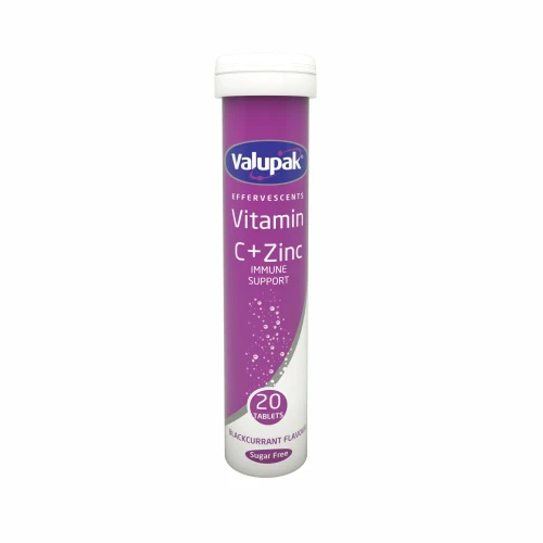 Valupak Vitamin C + Zinc Effervescent Tablets 20CT BLACK CURRANT