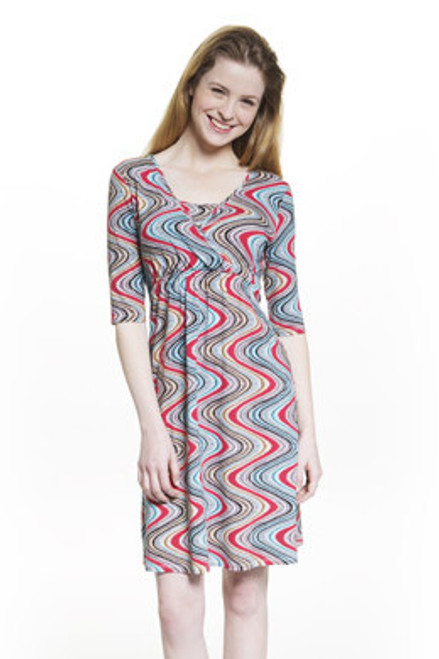 Milk Nursingwear Crossover Nursing Dress, Wave Print