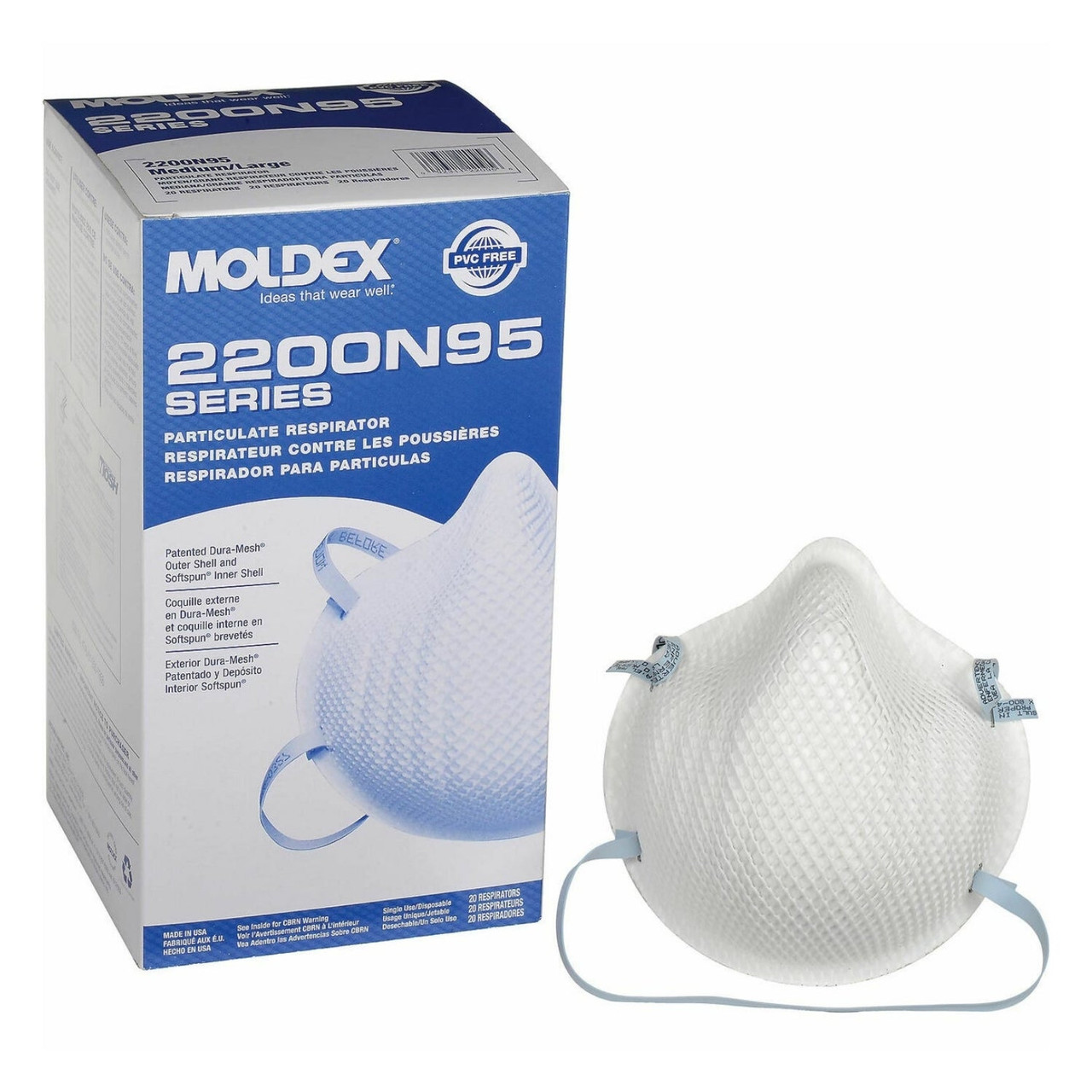 Moldex Respirator 2200 N95, (20 per box)