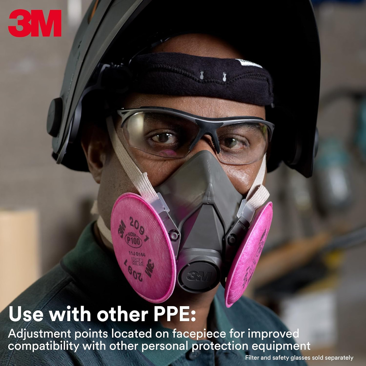 3M Half Facepiece Reusable Respirator Mask, Large