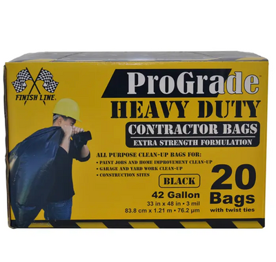 Black ProGrade Heavy Duty Contractor Bags, 42 Gallon / 20 Count