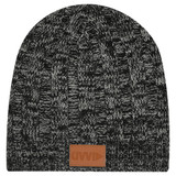 Heathered Knit Custom Beanie Cap w/ Leather Patch - view 2