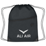 Two-Tone Custom Drawstring Bag w/ Pocket - view 3