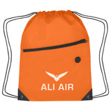 Two-Tone Custom Drawstring Bag w/ Pocket - view 9