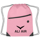 Two-Tone Custom Drawstring Bag w/ Pocket - view 10