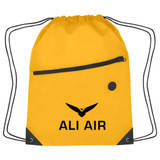 Two-Tone Custom Drawstring Bag w/ Pocket - view 2