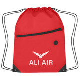 Two-Tone Custom Drawstring Bag w/ Pocket - view 12