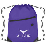 Two-Tone Custom Drawstring Bag w/ Pocket - view 11