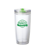 Clear Hot/Cold Custom Tumbler w/ Color Closure - 22 oz.