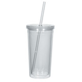 Double Wall Hot/Cold Custom Tumbler w/ Straw - 24 oz. - view 2